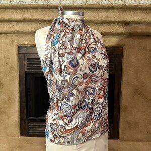 Boho Paisley Print Halter Neck Blouse NWT